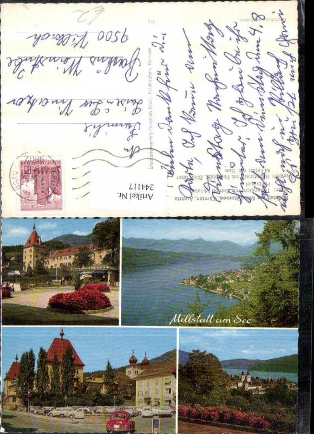 244117,Millstatt am See Totale Schloss Hautplatz Parkplatz Mehrbildkarte