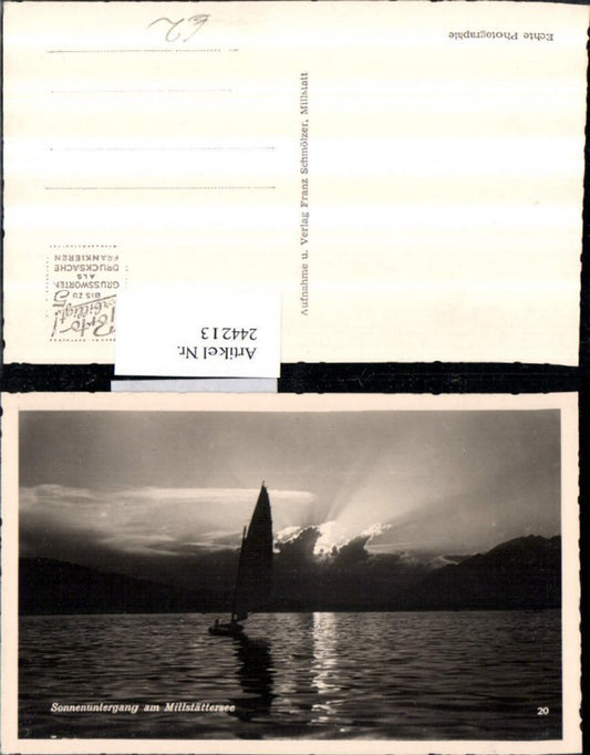 244213,Sonnenuntergang am Millstättersee Segelboot