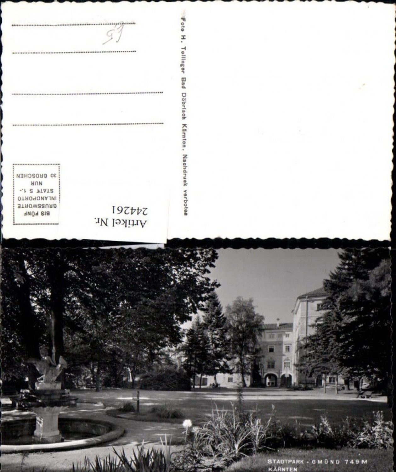 244261,Gmünd in Kärnten Stadtpark Park Brunnen