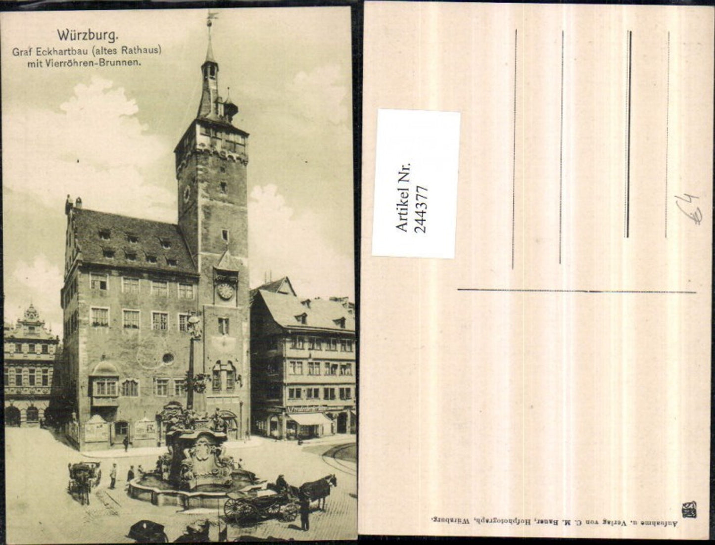 244377, Würzburg Graf Eckhartbau with four-pipe fountain, old town hall