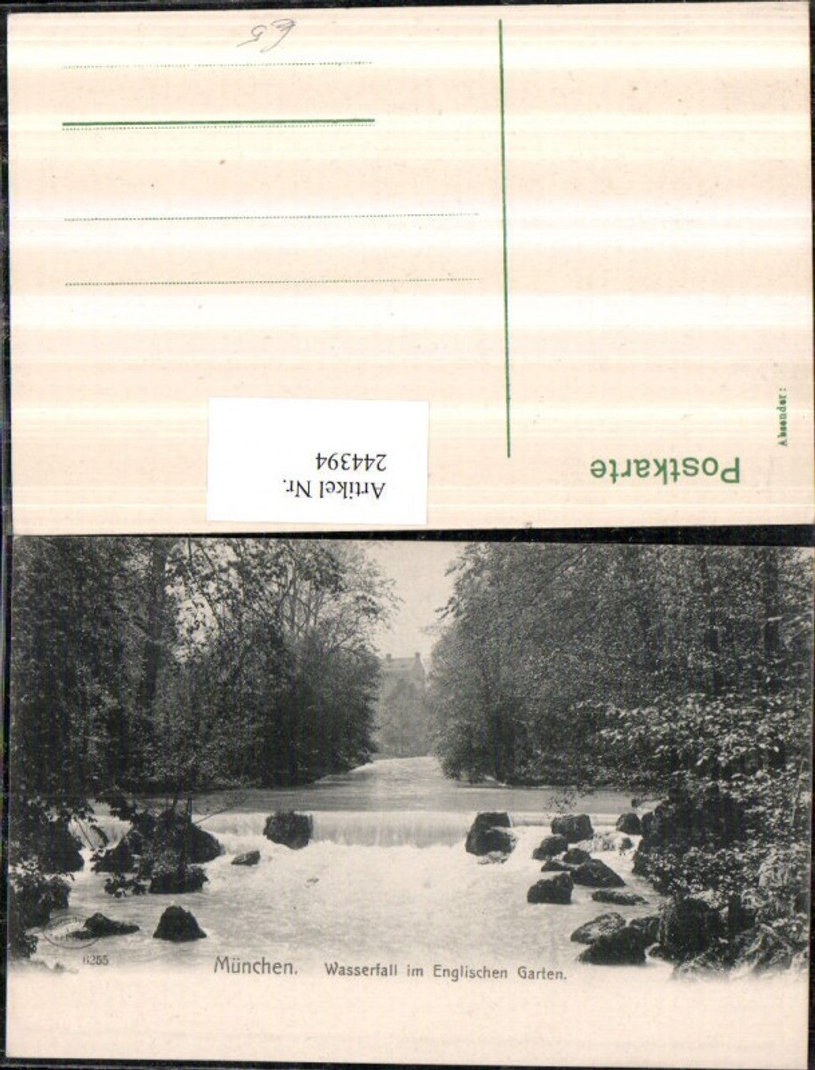 244394,München Wasserfall im Englischen Garten Partie
