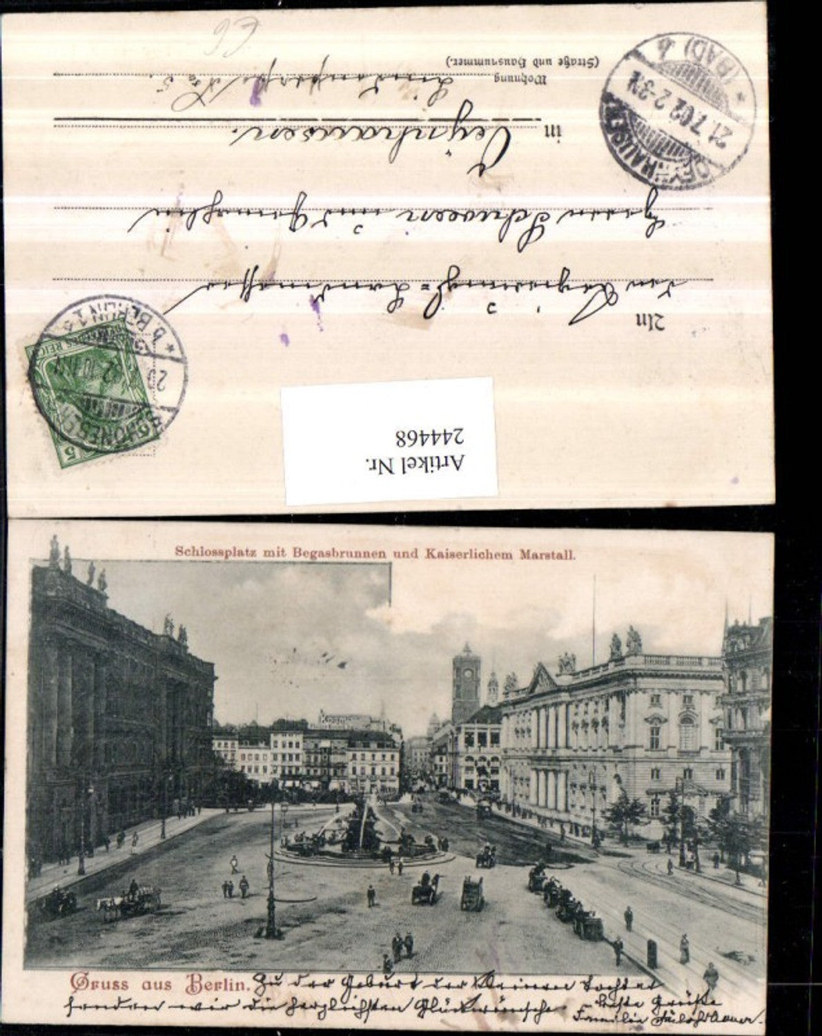 244468,Berlin Schlossplatz m. Begasbrunnen u. Kaiserlichem Marstall