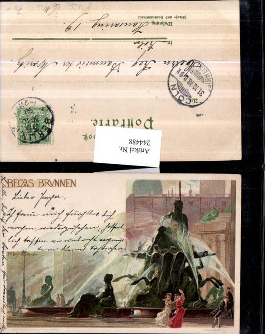 244488,Künstler Litho AK Kley Berlin Becas Brunnen pub E. Nister
