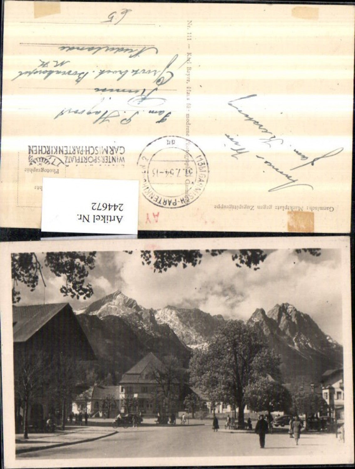 244672,Garmisch Marktplatz geg. Zugspitzgruppe Straßenansicht