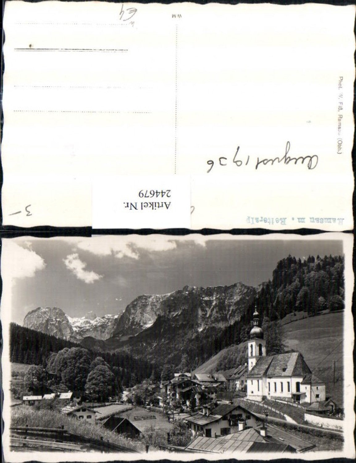 244679,Ramsau b. Berchtesgaden Teilansicht Kirche m. Reiteralpe