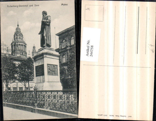 244758,Mainz Gutenberg-Denkmal und Dom