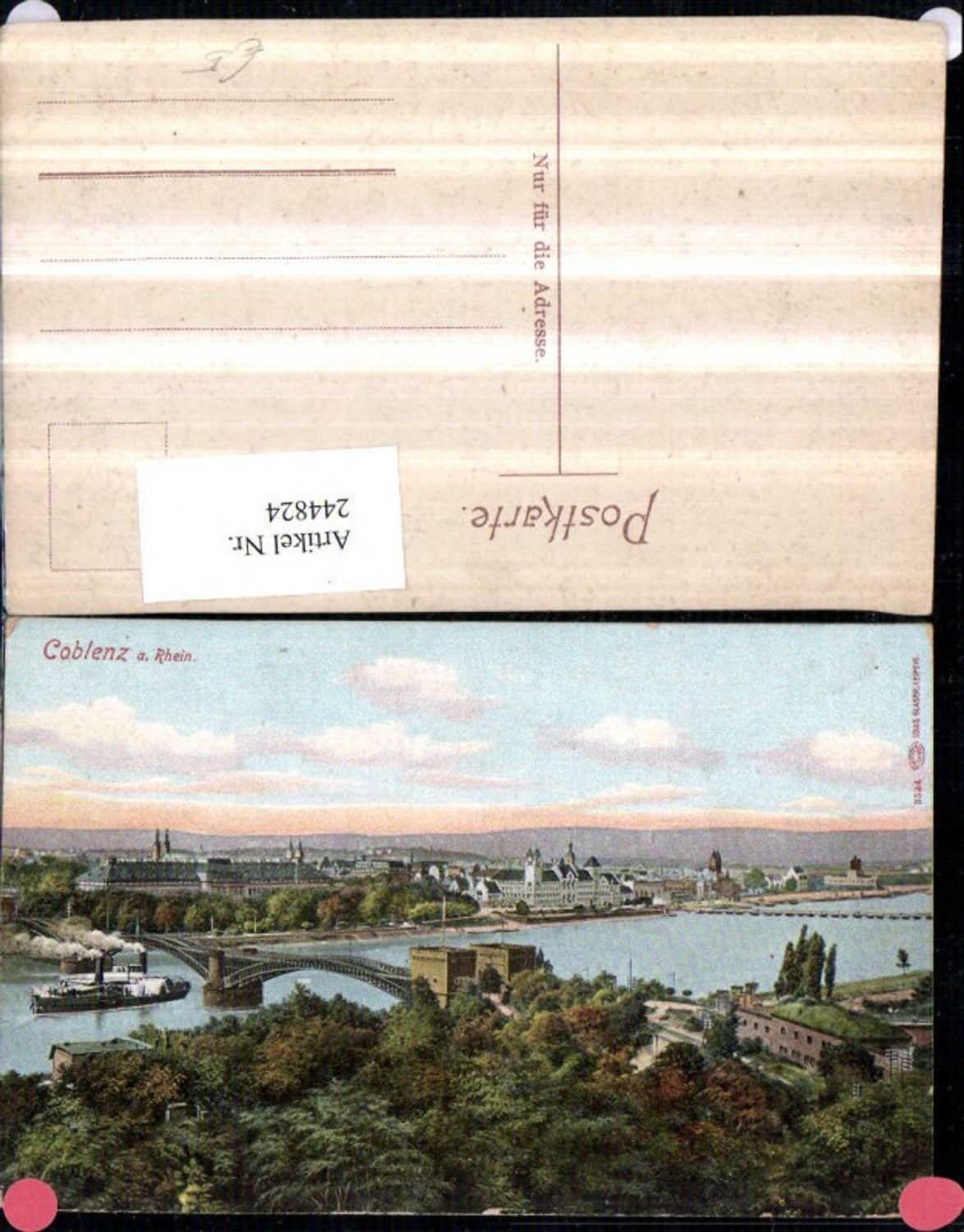 244824,Koblenz am Rhein Teilansicht Brücke Dampfer