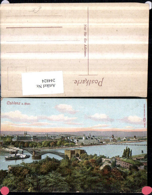 244824,Koblenz am Rhein Teilansicht Brücke Dampfer