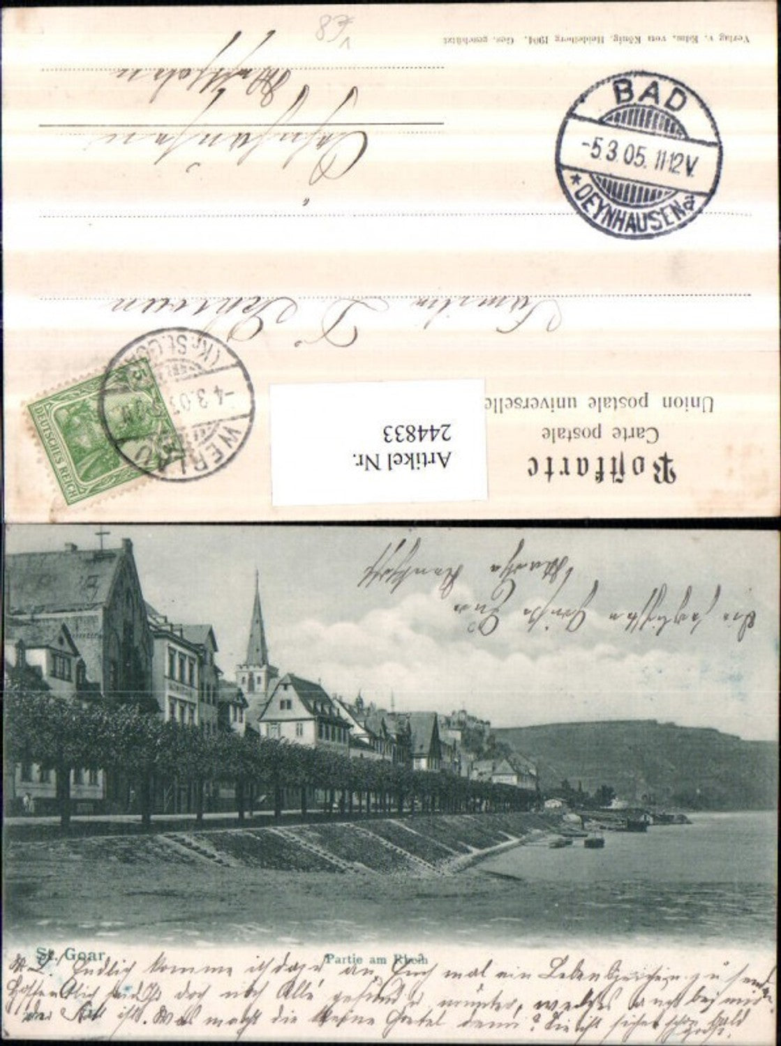 244833,St. Goar Teilansicht Partie am Rhein pub Edmund von König 1904