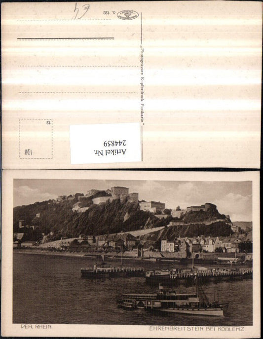 244859,Der Rhein Ehrenbreitstein Burg b. Koblenz Dampfer Schiffe