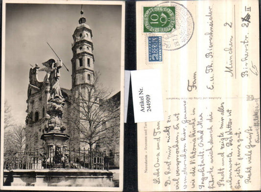 244909, Neresheim fountain and church tower