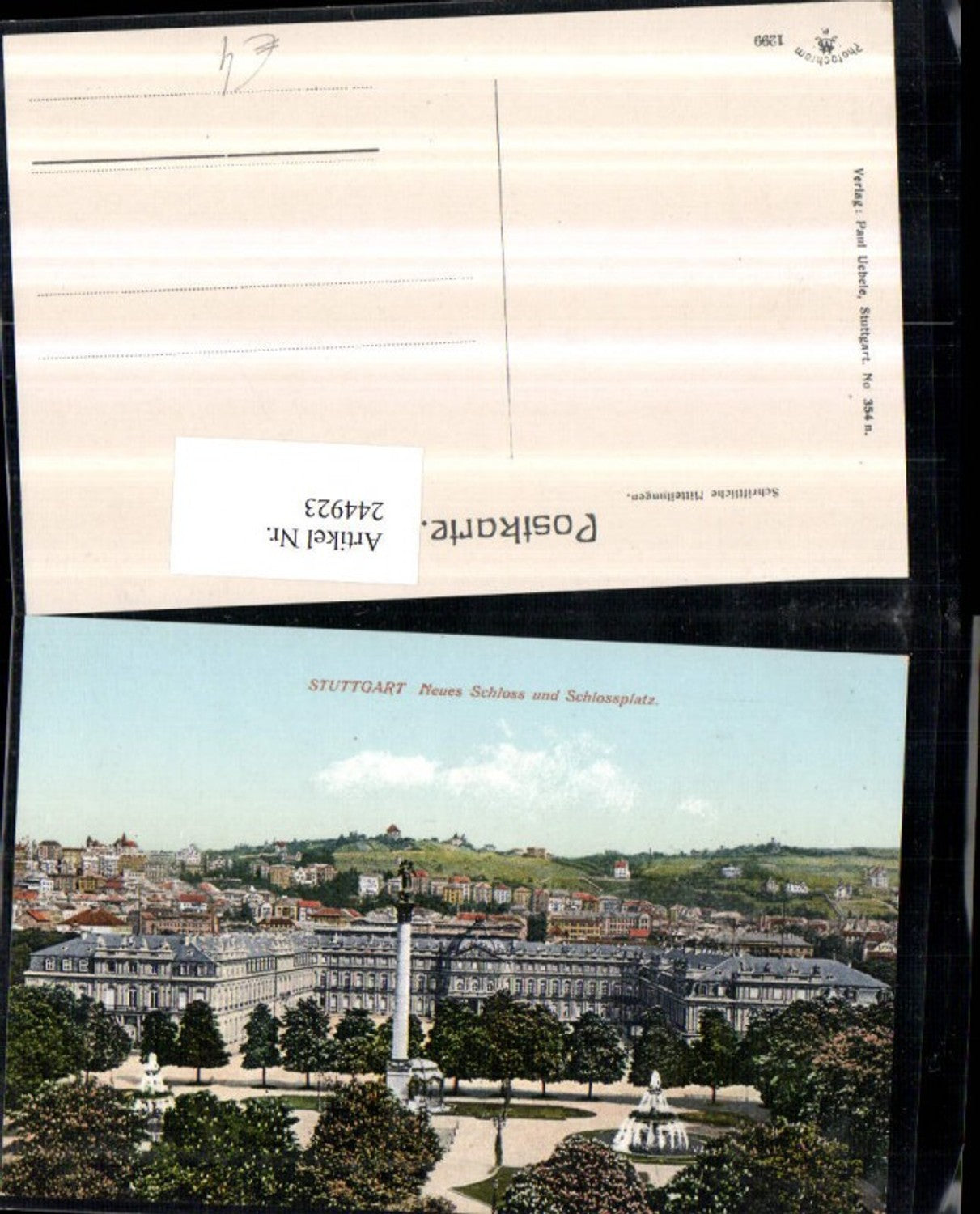 244923,Stuttgart Neues Schloss u. Schlossplatz m. Säule u. Brunnen