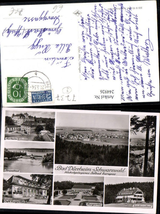 244926, Bad Dürrheim in the Black Forest, overall view of the spa resort, beach, spa gardens, state brine baths, and cafe. Multi-view map