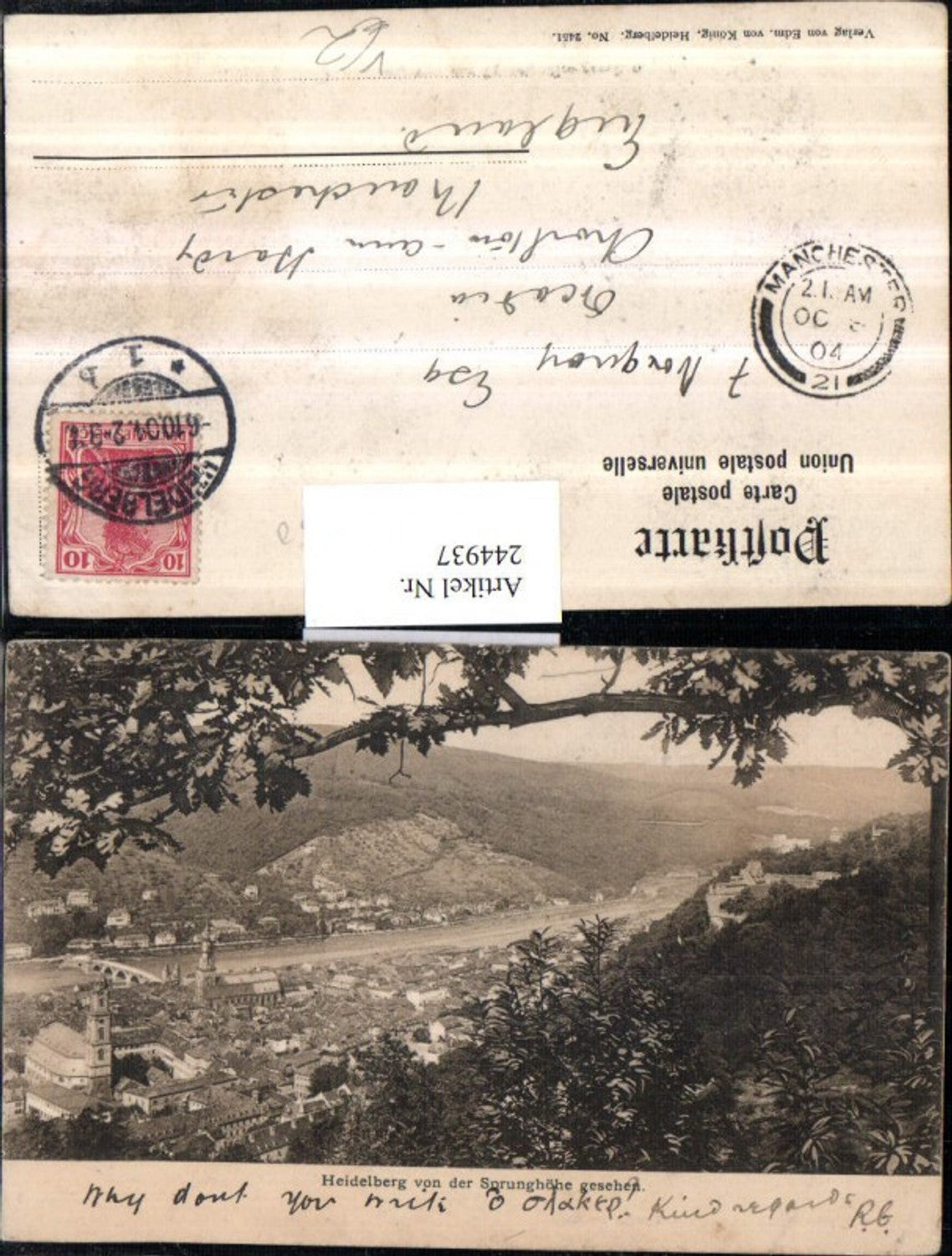 244937,Heidelberg Totale von d. Sprunghöhe gesehen pub Edmund von König 2451