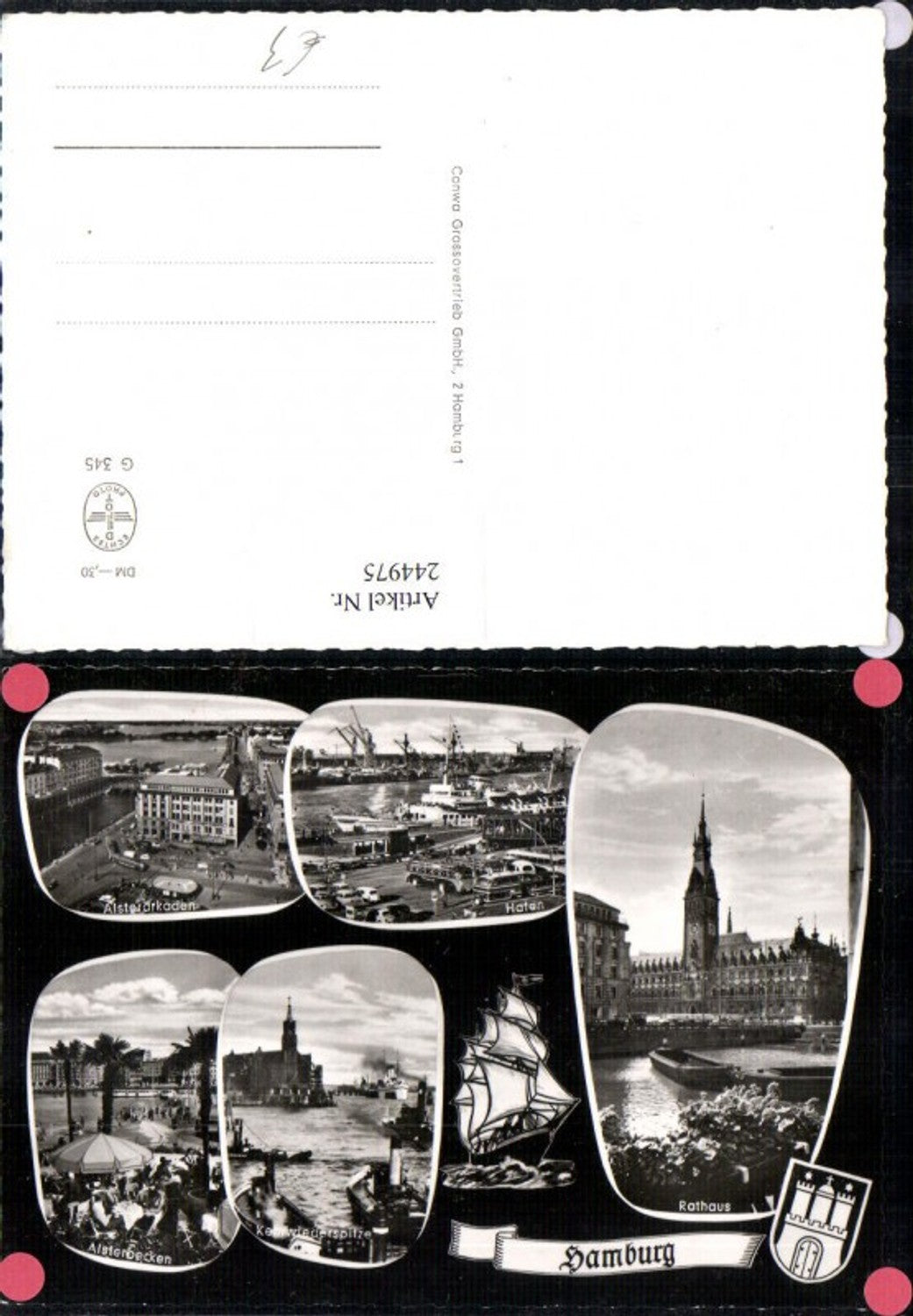 244975, Hamburg City Hall Harbor Alster Arcades Alster Basin Kehrwiederspitze Multi-view map