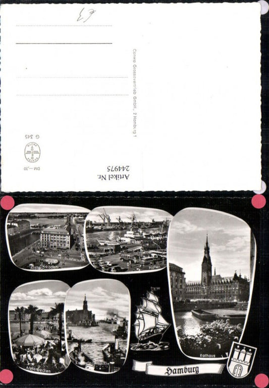 244975,Hamburg Rathaus Hafen Alsterarkaden Alsterbecken Kehrwiederspitze Mehrbildkarte