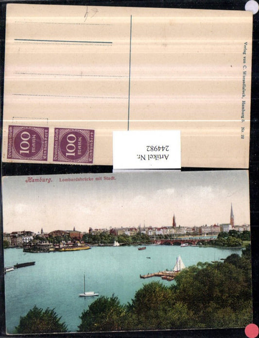244982,Hamburg Lombardsbrücke Brücke m. Stadt Teilansicht