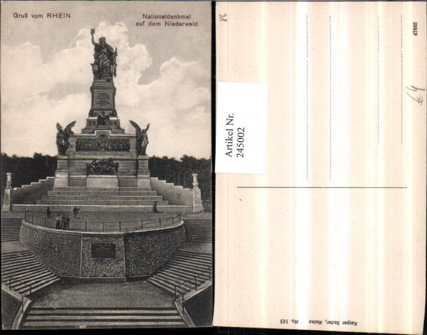 245002,Gruß vom Rhein Nationaldenkmal auf dem Niederwald b. Rüdesheim