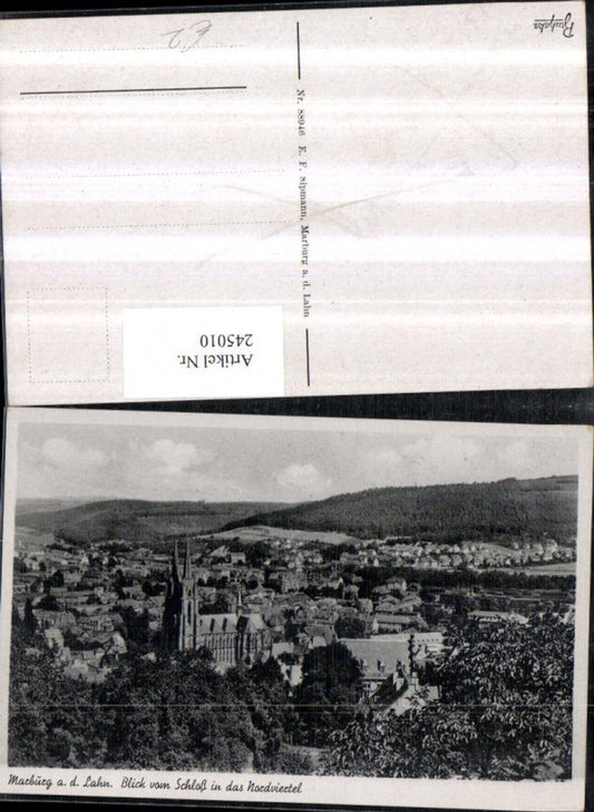 245010,Marburg an d. Lahn Totale Blick v. Schloss in das Nordviertel