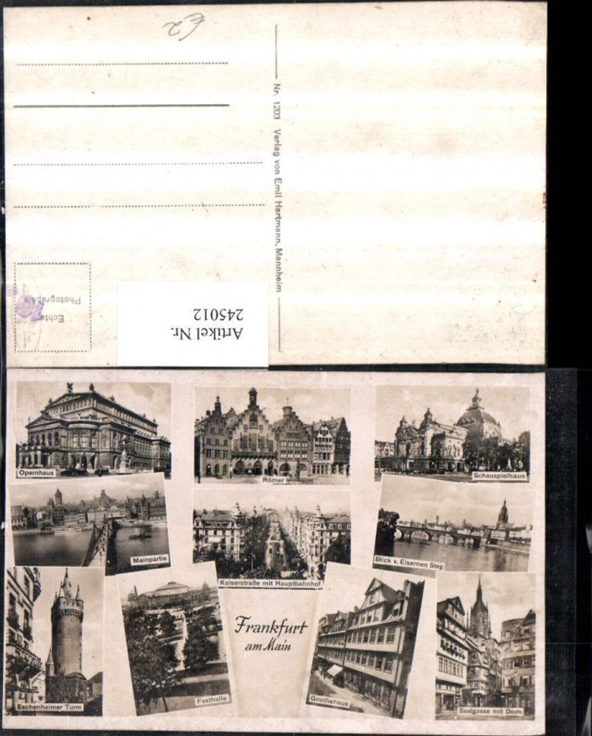 245012,Frankfurt am Main Römer Opernhaus Festhalle Goethehaus Schauspielhaus Turm Hauptbahnhof Mehrbildkarte
