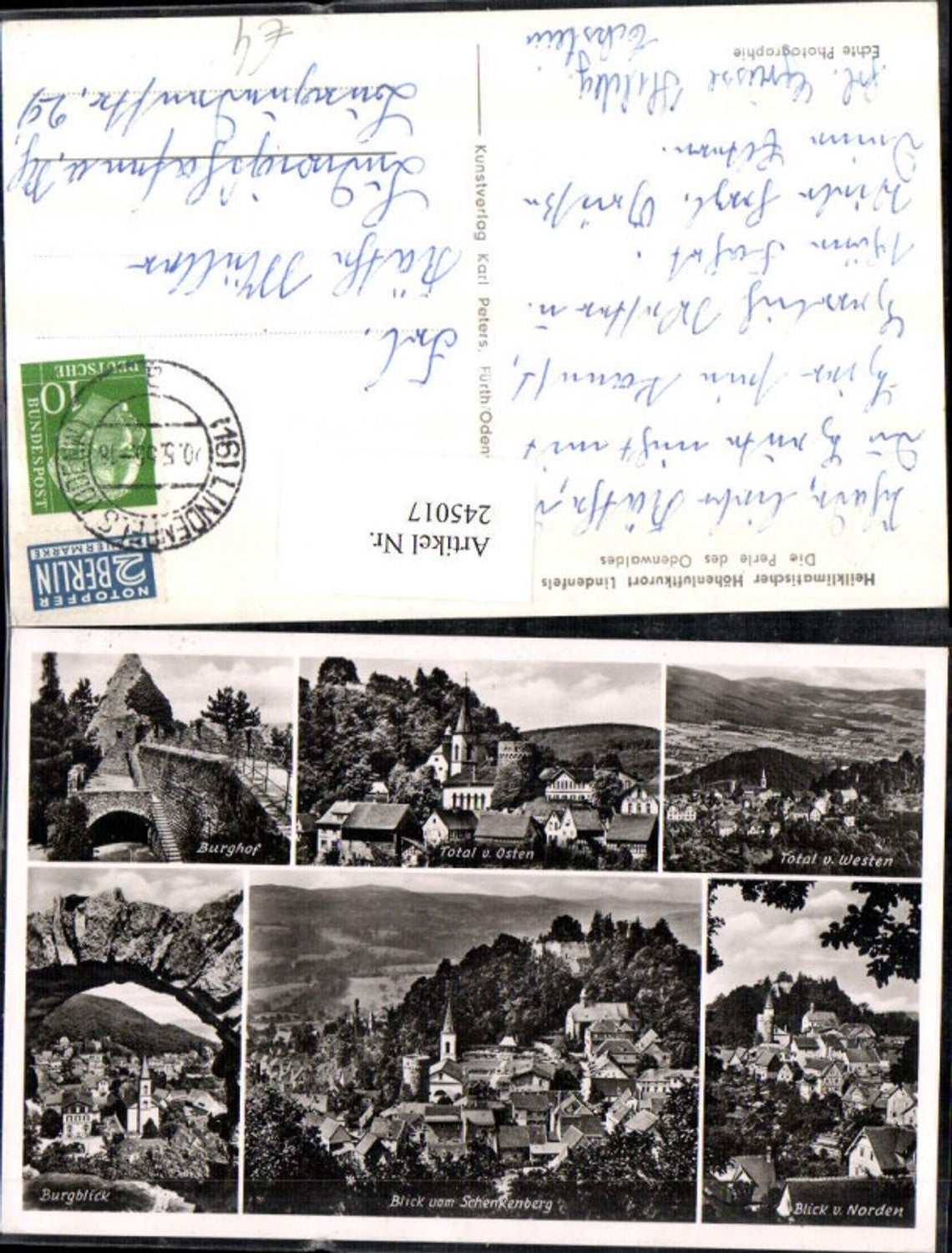 245017,Lindenfels Totale Burghof Burgblick Mehrbildkarte