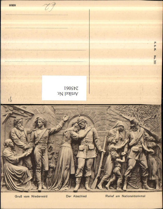 245061,Gruß vom Niederwald Relief am Nationaldenkmal b. Rüdesheim Der Abschied