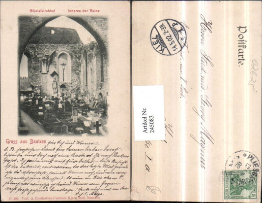 245083,Gruß aus Bautzen Nikolaikirchhof Inneres der Ruine Friedhof