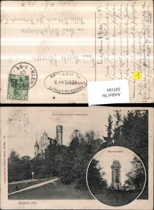 245104,Görlitz Restauration auf d. Landeskrone u. Bismarcksäule Mehrbildkarte