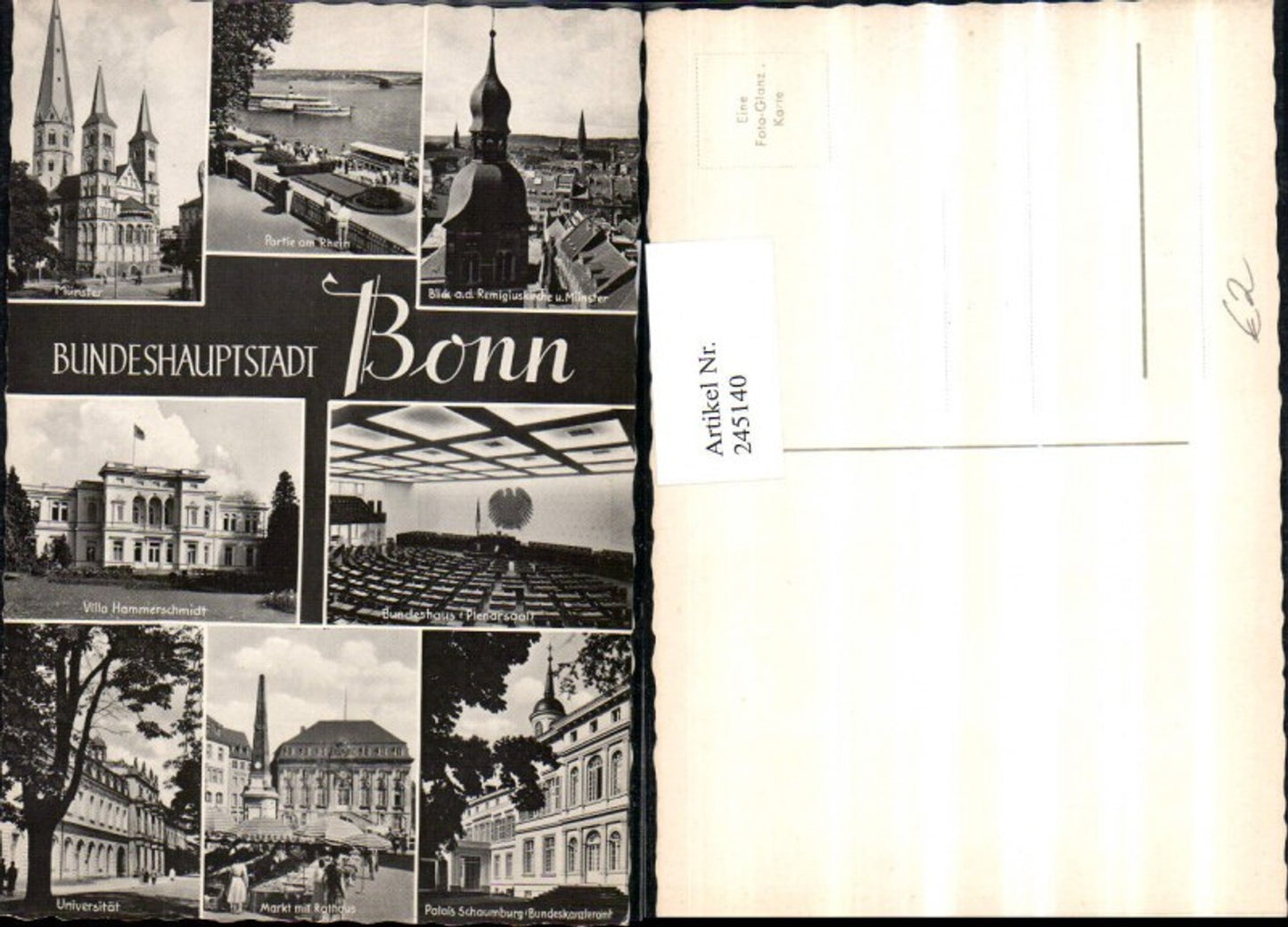 245140,Bonn Münster Universität Rathaus Markt Palais Bundeshaus Villa Hammerschmidt Remigiuskirche Mehrbildkarte