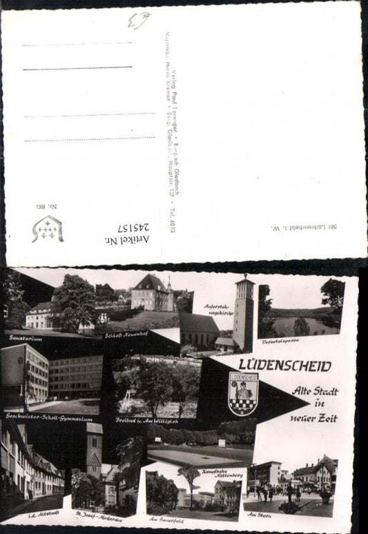 245157,Lüdenscheid in Westfalen Schloss Neuenhof Sanatorium Gymnasium Altstadt Freibad Kirche Mehrbildkarte
