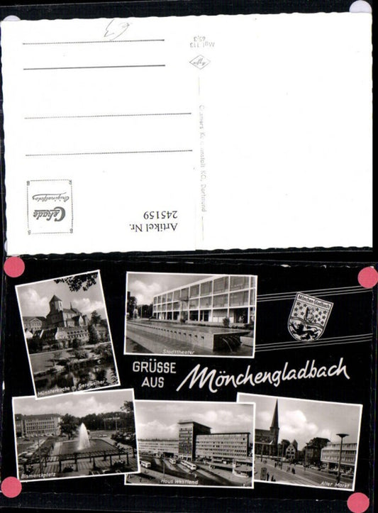 245159,Mönchengladbach Stadttheater Bismarckplatz Münsterkirche Haus Westland Alter Markt Mehrbildkarte