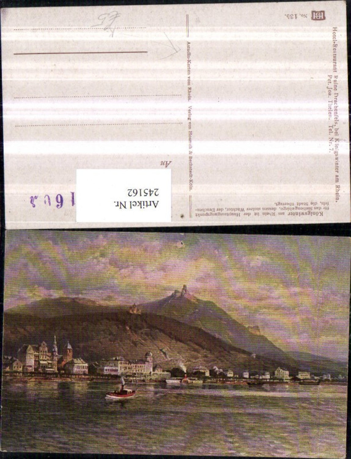 245162,Künstler AK Astudin Königswinter am Rhein Totale