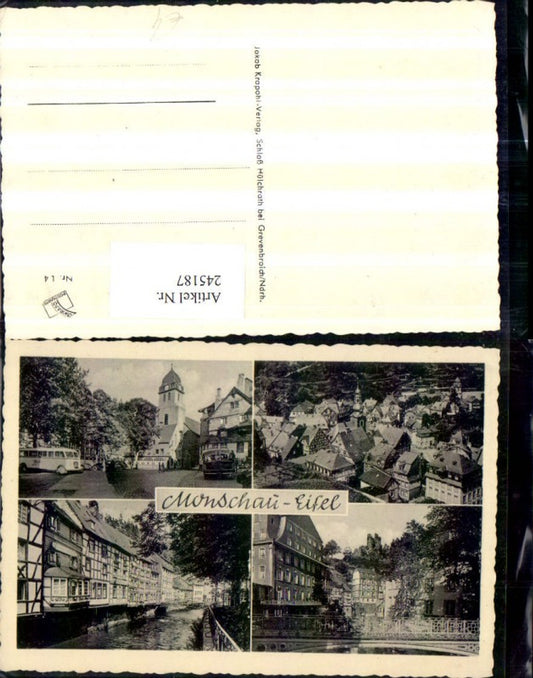 245187,Monschau in d. Eifel Totale Bus Brücke Mehrbildkarte