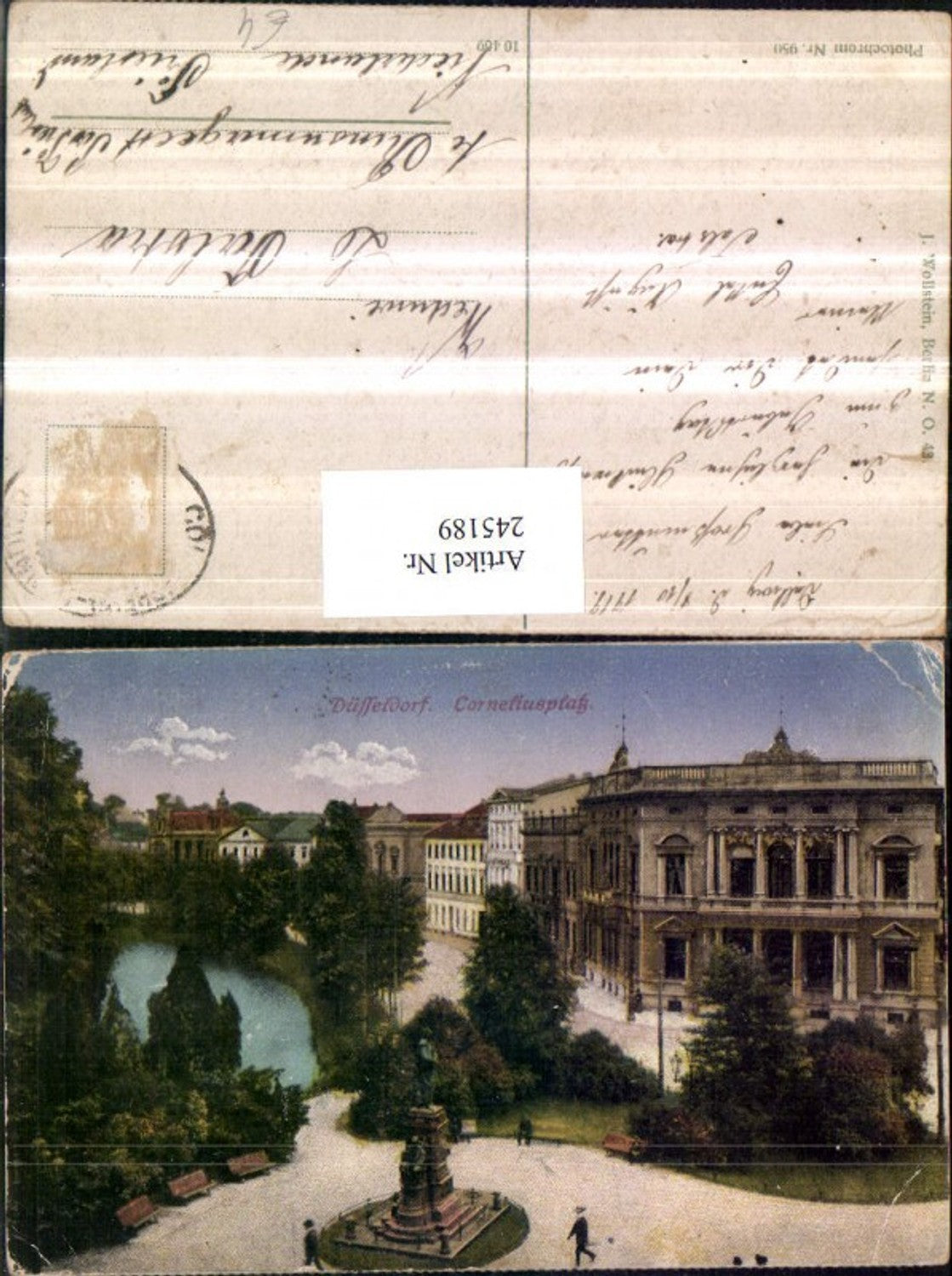 245189,Düsseldorf Corneliusplatz m. Denkmal