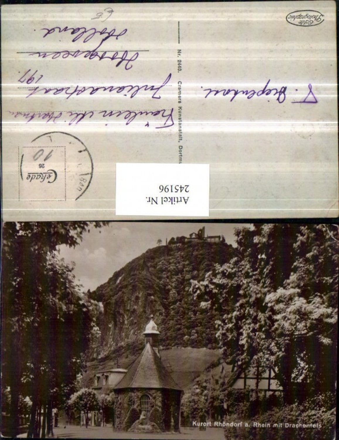 245196,Rhöndorf am Rhein Kapelle m. Drachenfels