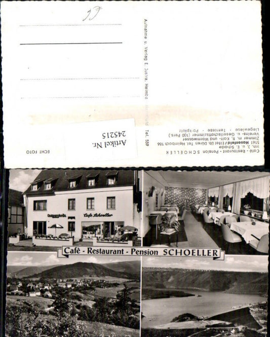 245215,Hasenfeld in d. Eifel Cafe Restaurant Pension Schoeller Mehrbildkarte