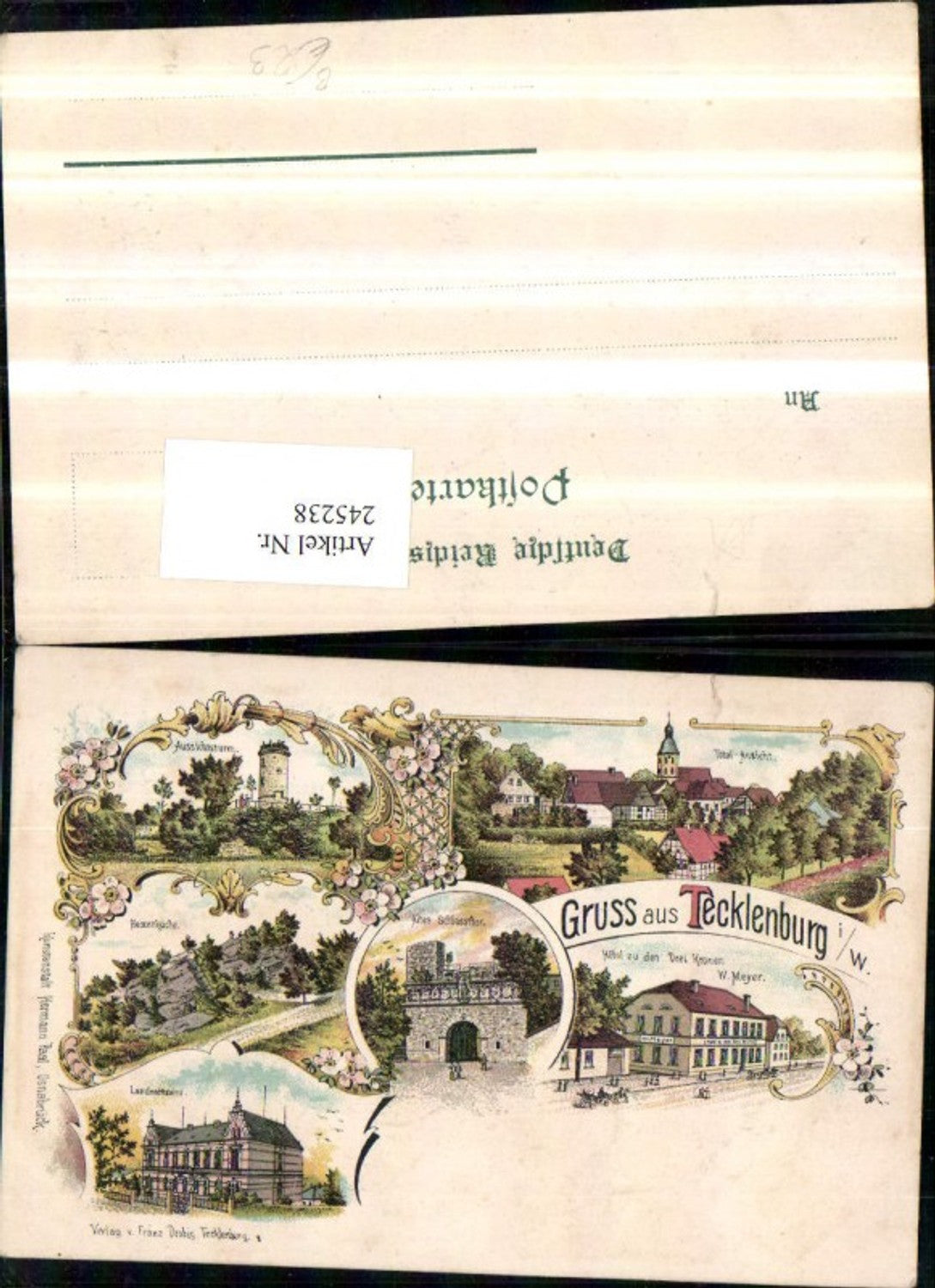 245238,Gruß aus Tecklenburg in Westfalen Totale Hotel zu den Drei Kronen Altes Schlosstor Turm Mehrbildkarte