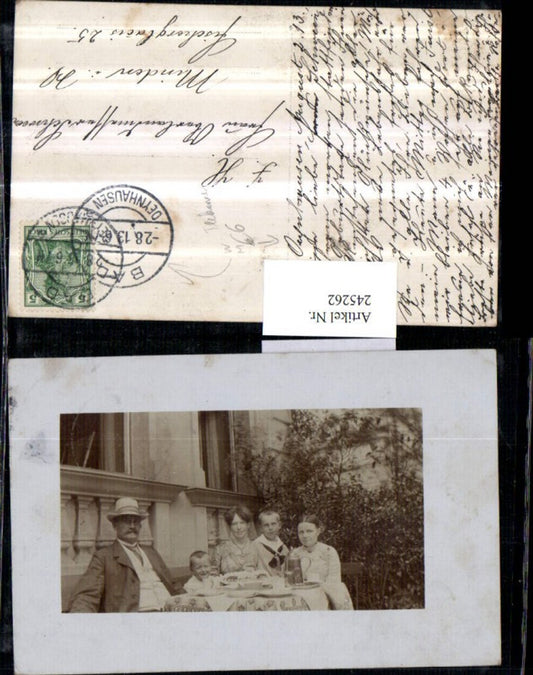 245262,Fotokarte Bad Oeynhausen Familie Frau u. Mann m. Kinder Tisch Teekanne