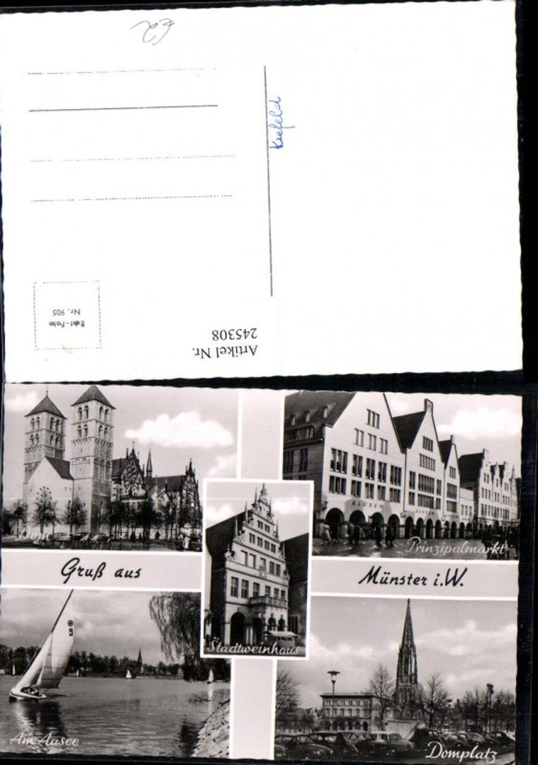 245308,Gruß aus Münster in Westfalen Dom Domplatz Prinzipalmarkt Aasee Stadtweinhaus Mehrbildkarte