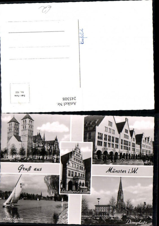 245308,Gruß aus Münster in Westfalen Dom Domplatz Prinzipalmarkt Aasee Stadtweinhaus Mehrbildkarte