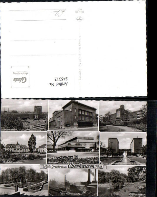 245313,Oberhausen Rheinland Rathaus Stadttheater Hauptbahnhof Schloss Kaisergarten Europahaus Mehrbildkarte