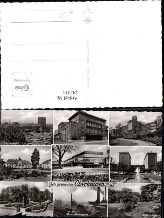 245314,Oberhausen Rheinland Rathaus Stadttheater Hauptbahnhof Schloss Kaisergarten Europahaus Mehrbildkarte