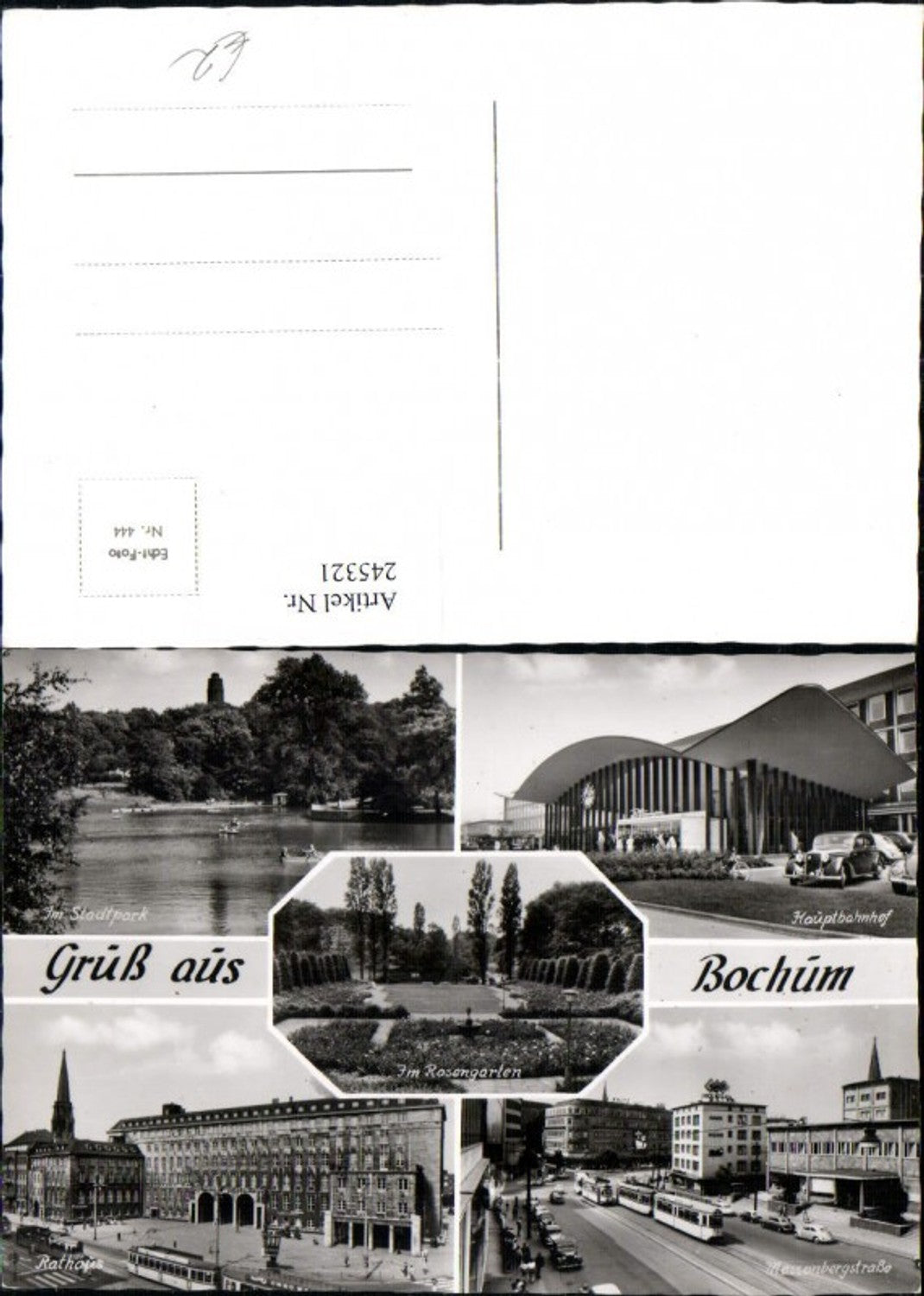245321,Gruß aus Bochum Hauptbahnhof Stadtpark Rosengarten Rathaus Massenbergstraße Mehrbildkarte