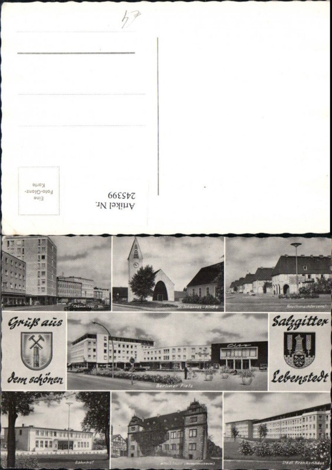 245399,Gruß aus Salzgitter Lebenstedt Kirche Krankenhaus Bahnhof Schloss Salder Berliner Platz Mehrbildkarte