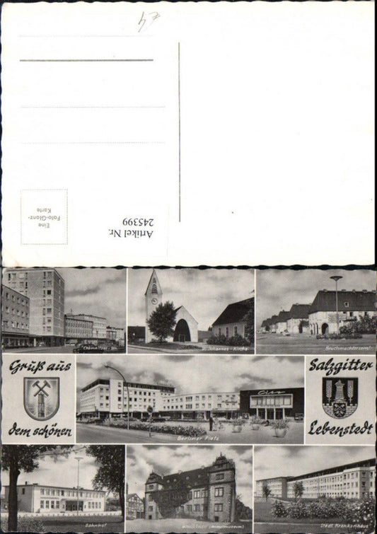 245399,Gruß aus Salzgitter Lebenstedt Kirche Krankenhaus Bahnhof Schloss Salder Berliner Platz Mehrbildkarte