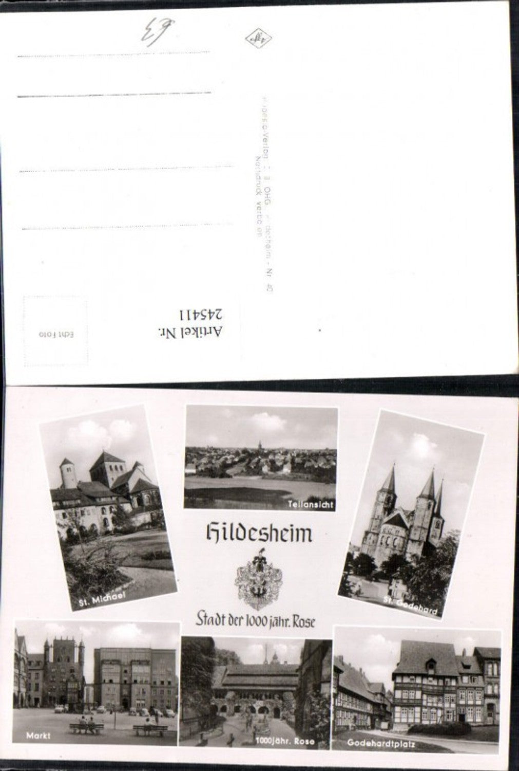 245411,Hildesheim Totale Markt Godehardtplatz St. Michael St. Godehard Kirchen 1000-jährige Rose Mehrbildkarte