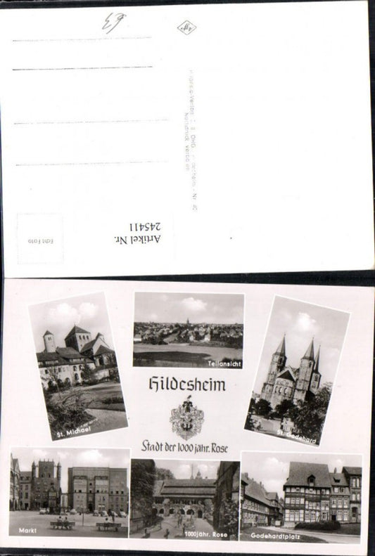 245411,Hildesheim Totale Markt Godehardtplatz St. Michael St. Godehard Kirchen 1000-jährige Rose Mehrbildkarte
