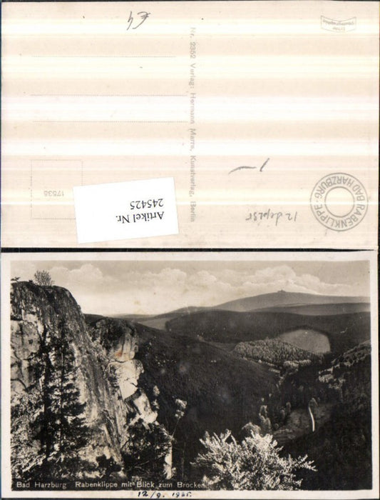 245425,Bad Harzburg Rabenklippe m. Blick zum Brocken