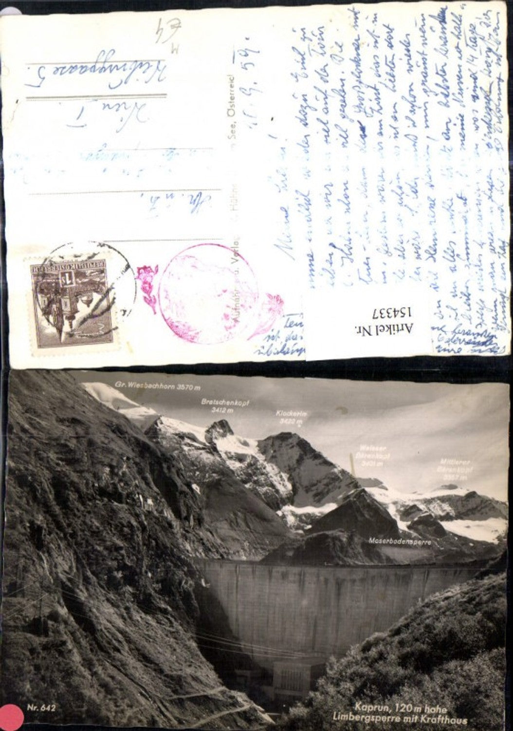154337,Kaprun Limbergsperre m. Krafthaus Talsperre Gipfelkarte
