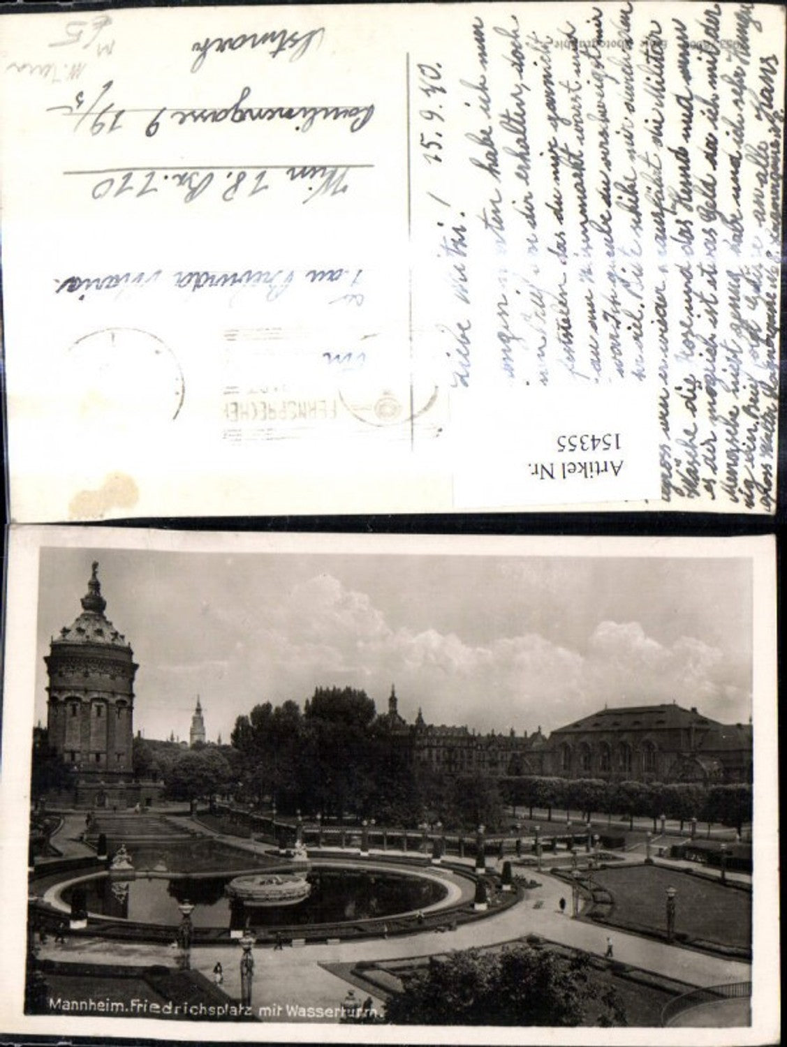 154355,Mannheim Friedrichsplatz m. Wasserturm Brunnen